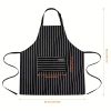 1pc Black Apron, Unisex Adjustable Bib Apron With 2 Pockets, Cooking Kitchen Apron For Women Men, Kitchen BBQ Apron, Cotton Linen Chef Apron For Cooki